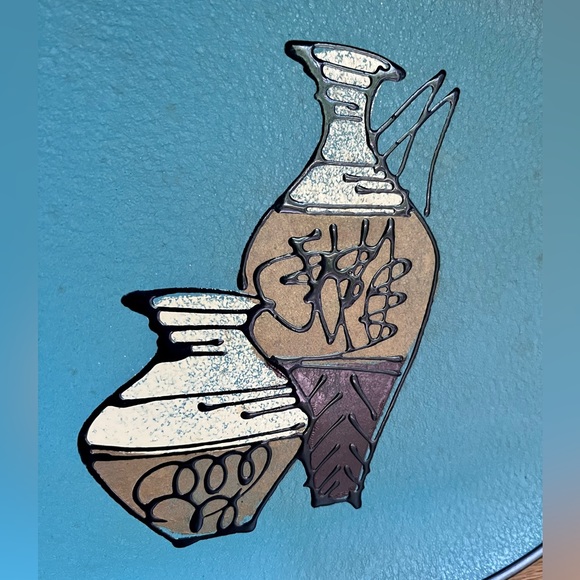 VTG Mid-century Modern Tray Turquoise Serving Handles Tilso Japan Fiberboard MCM - Picture 2 of 5